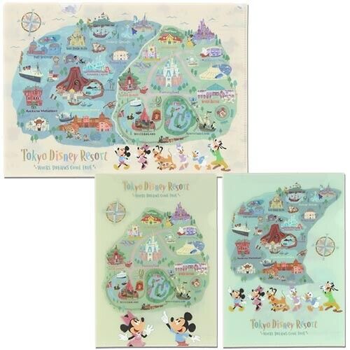 Pre-Order Tokyo Disney Resort 2024 TDL TDS Area Park Map Clear Holder Set 3 PCS