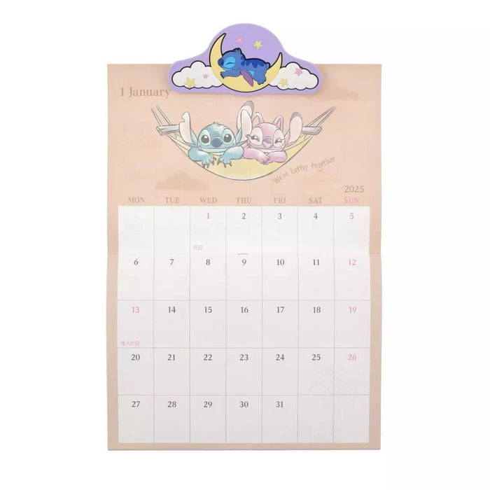 Pre-Order Disney Store JAPAN 2025 Wall Calendar Clip Stitch & Angel JDS