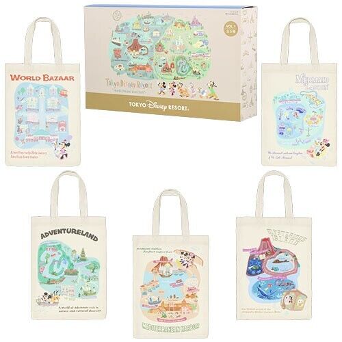 Pre-Order Tokyo Disney Resort 2024 TDL TDS Area Park Map Tote Bag Set Full 5