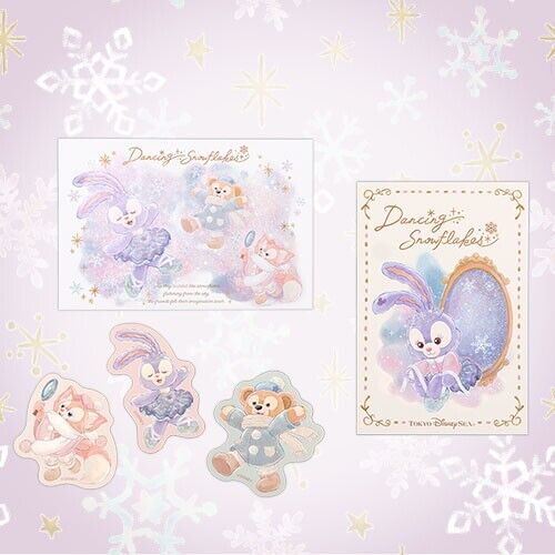 Pre-Order Tokyo Disney SEA 2024 Duffy Dancing Snowflakes Postcard Sticker Set