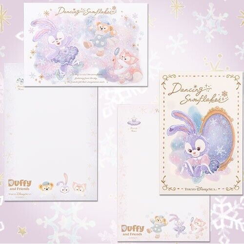 Pre-Order Tokyo Disney SEA 2024 Duffy Dancing Snowflakes Postcard Sticker Set