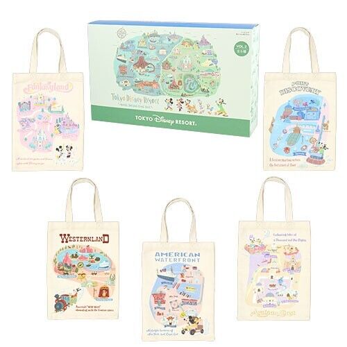 Pre-Order Tokyo Disney Resort 2024 TDL TDS Area Park Map Tote Bag Set 5 PCS  2nd