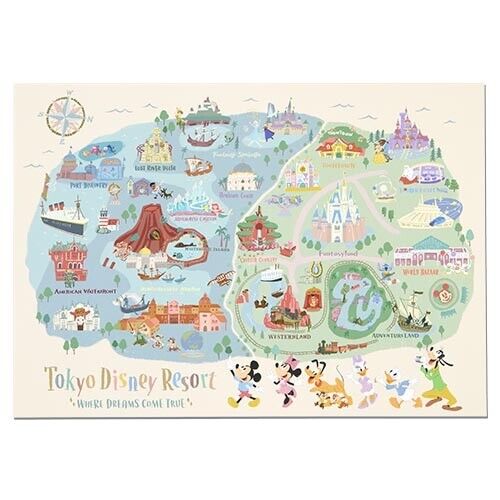 Pre-Order Tokyo Disney Resort 2024 TDL TDS Area Park Map Postcard