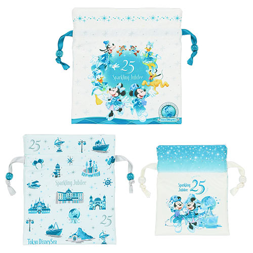Pre-Order Tokyo Disney Resort 2026 TDS 25th Anniversary KINCHAKU Purse Bag set 3 PCS