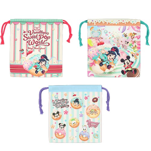 Pre-Order Tokyo Disney Resort 2026 Vanellope Sweet Pop World KINCHAKU Bag set 3 PCS