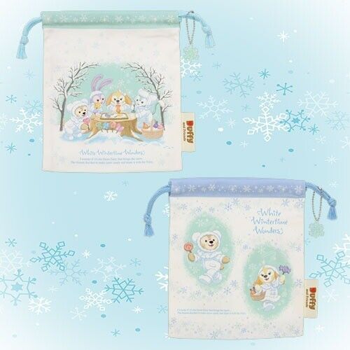 Pre-Order Tokyo Disney Resort Duffy White Wintertime Wonders KINCHAKU Bag Set