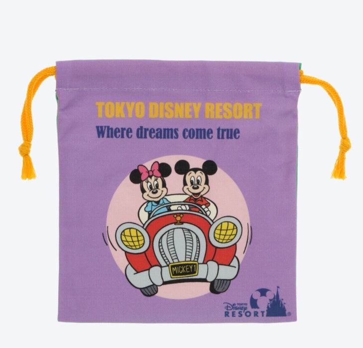 Pre-Order Tokyo Disney Resort Retro Attraction Mickey Minnie KINCHAKU Bag 3 PCS