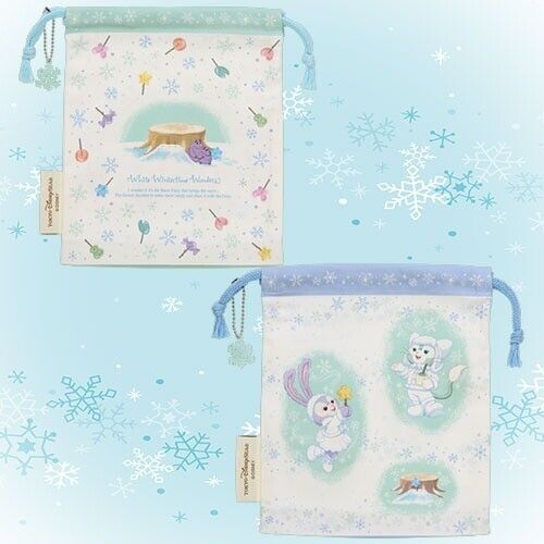 Pre-Order Tokyo Disney Resort Duffy White Wintertime Wonders KINCHAKU Bag Set