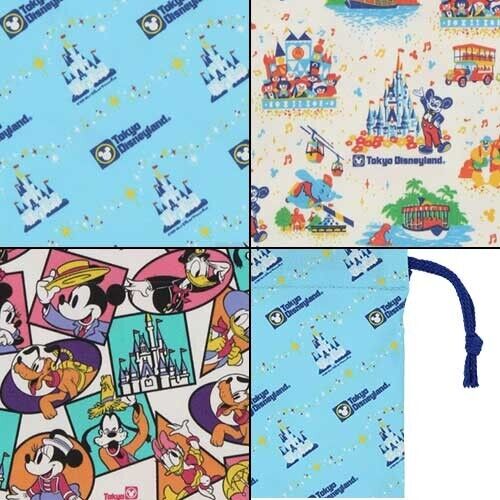 Pre-Order Tokyo Disney Resort 2024 Old Paper Bag Design KINCHAKU Bag Set 3 PCS