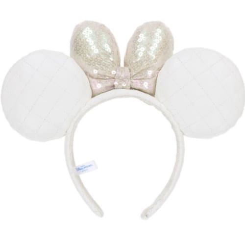 Pre-Order Tokyo Disney Resort 2023 Headband Spangle Perl White Ears - k23japan -Tokyo Disney Shopper-