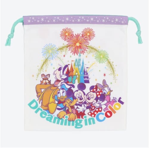 Pre-Order Tokyo Disney Resort KINCHAKU Purse Bag Dreaming In Color Mickey Friend - k23japan -Tokyo Disney Shopper-