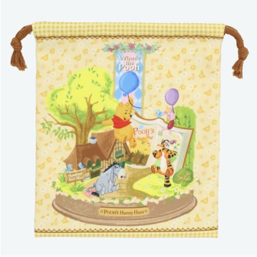 Pre-Order Tokyo Disney Resort KINCHAKU Purse Bag Pooh And Friends - k23japan -Tokyo Disney Shopper-