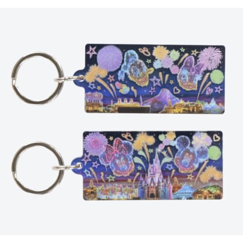 Pre-Order Tokyo Disney Resort Pair Key Chain Set Fire Works Mickey Friends - k23japan -Tokyo Disney Shopper-