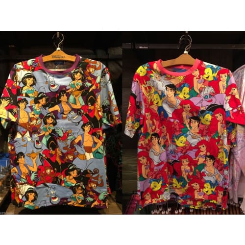 Tokyo Disney Resort T-Shirts Aladdin The Little Mermaid Ariel S-Ll Size - K23Japan -Tokyo Shopper-